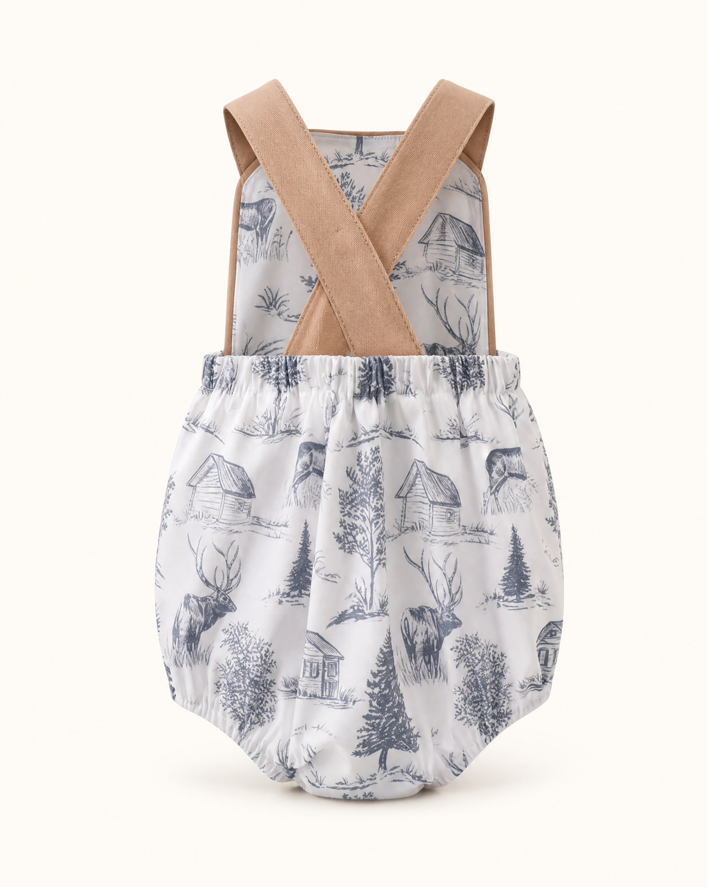 Khaki Deer Forest Bubble Romper