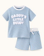 Baby Striped Letter Short Sleeve T-Shirt & Shorts Set