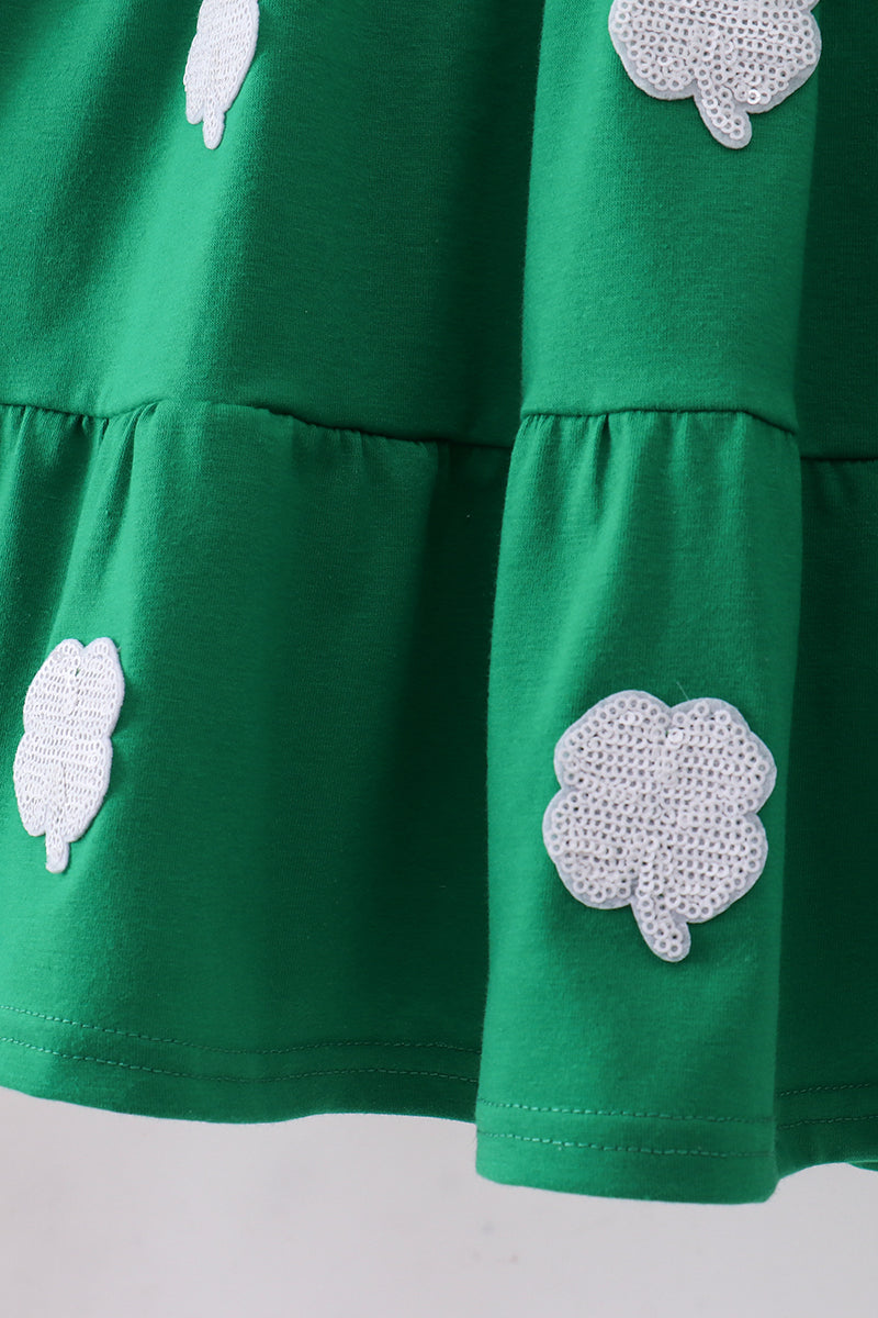 Clover Print Ruffled Tiered Dress