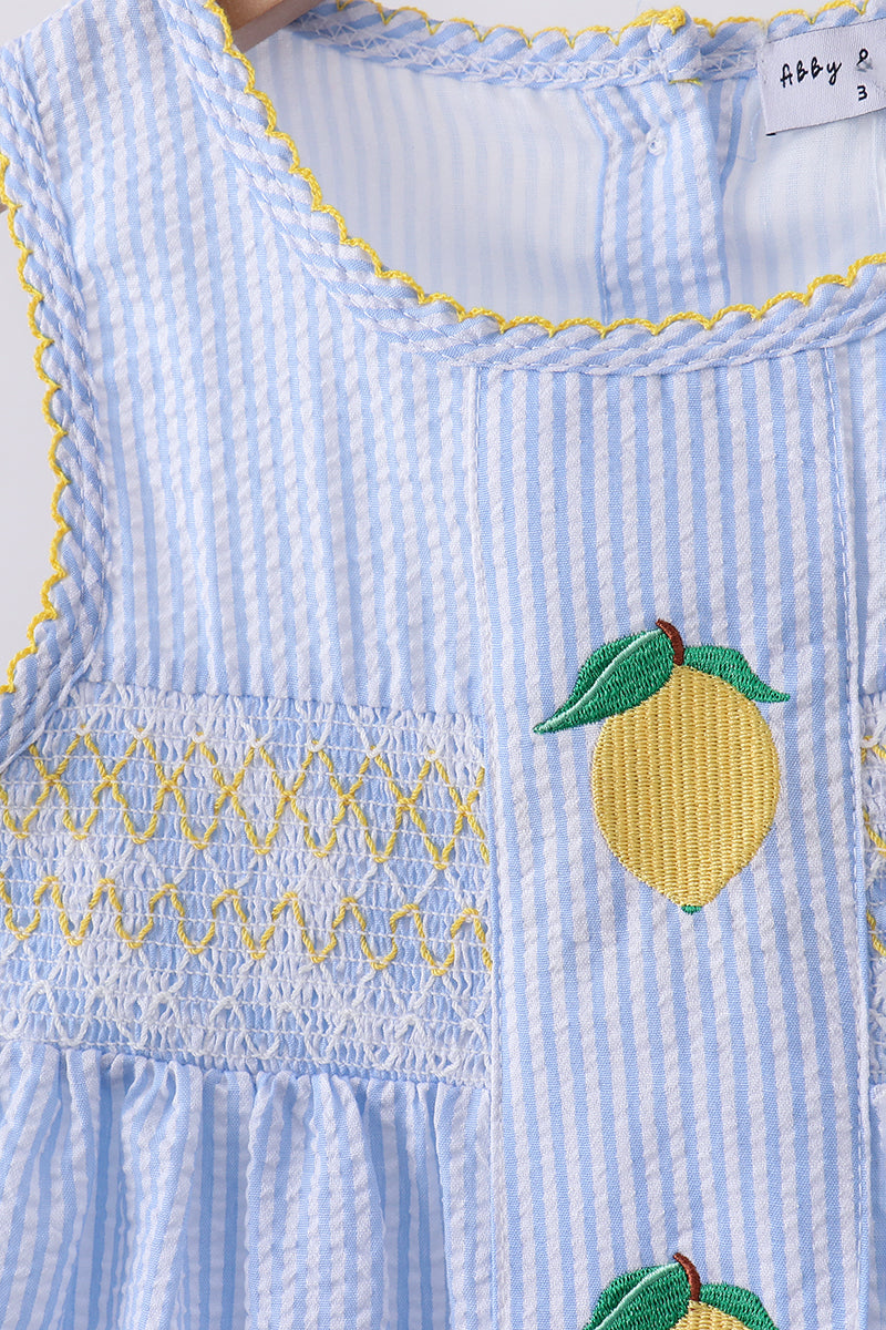 Blue Lemon Embroidered Shorts Set