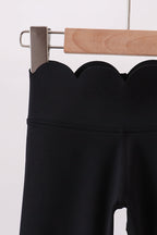 Scalloped Yoga Active Leggings - Black