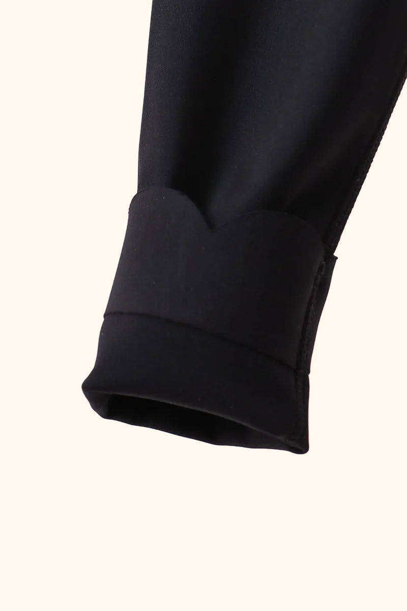 Scalloped Yoga Active Leggings - Black