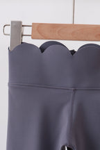 Scalloped Yoga Active Leggings - Gray