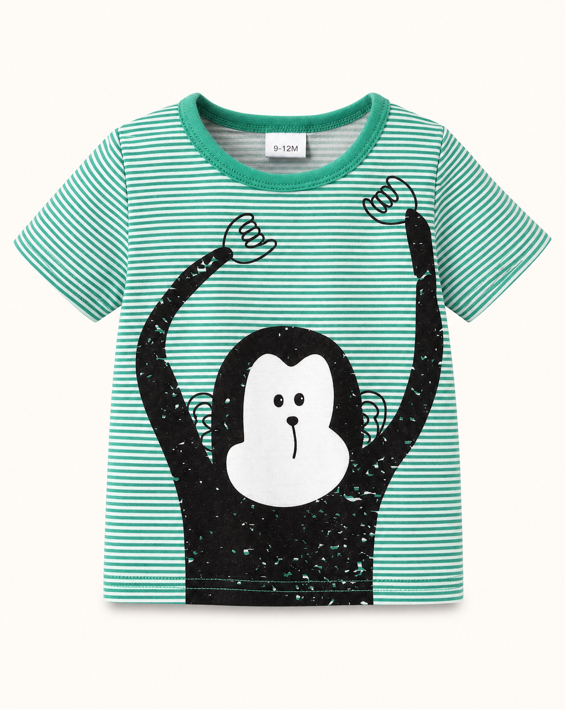 Baby  Monkey Graphic Striped T-Shirt and Shorts Set