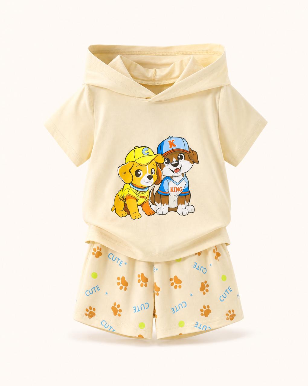 Baby & Toddler Dog Graphic Short-Sleeve Hoodie and Shorts Set