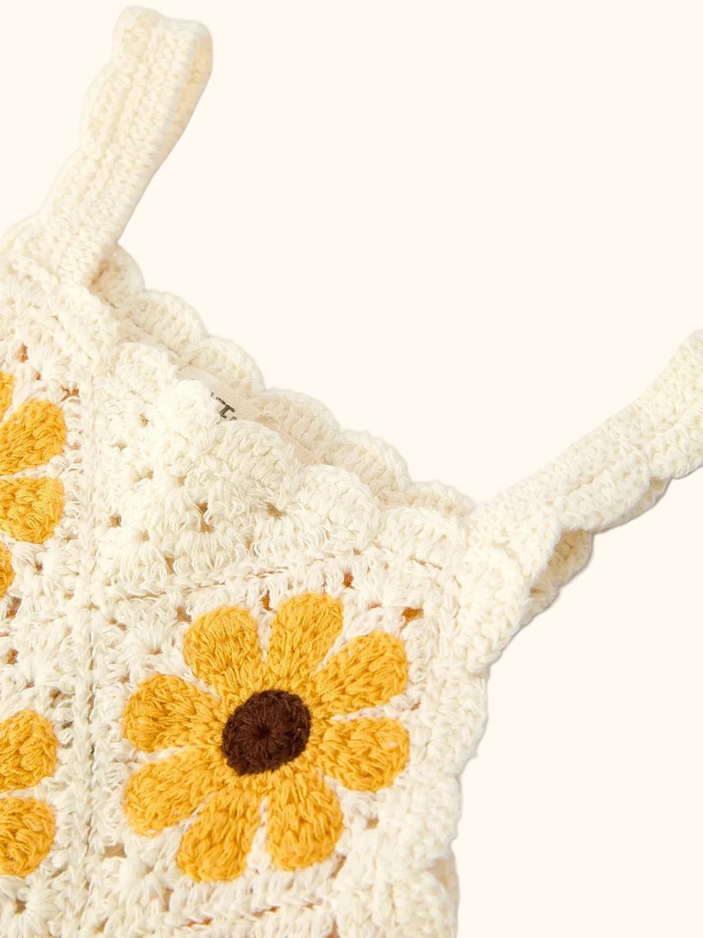 Crochet Sunflower Dress & Headscarf Set
