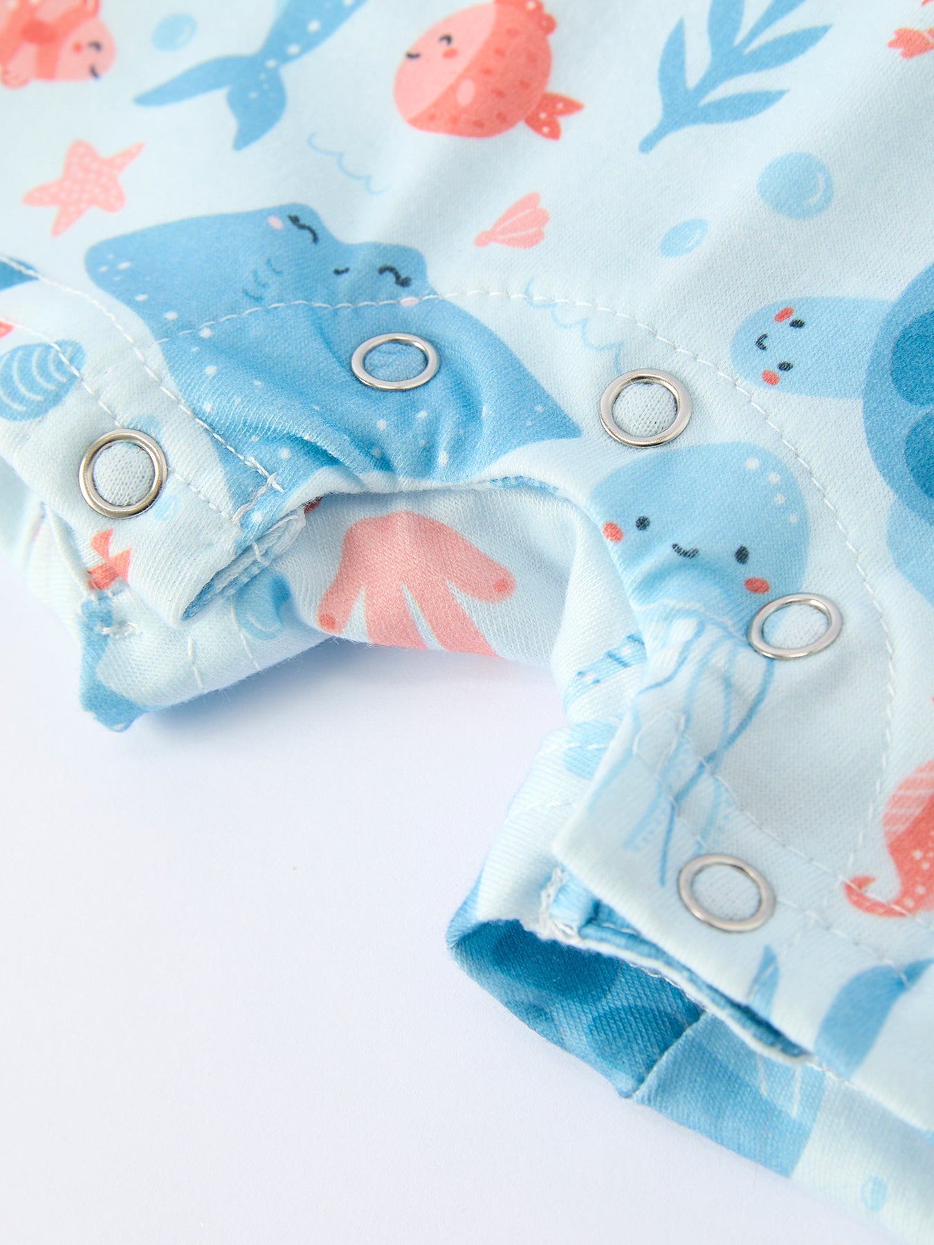 Marine Animal Smocked Embroidered Baby Romper