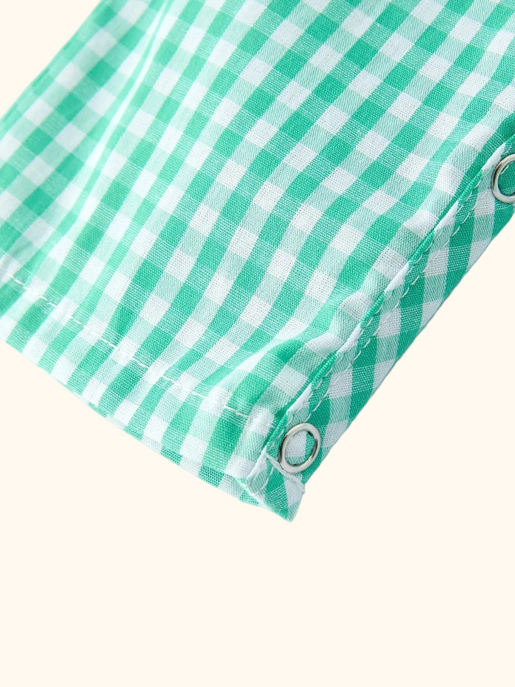 Pickleball Embroidered Smocked Gingham Baby Romper
