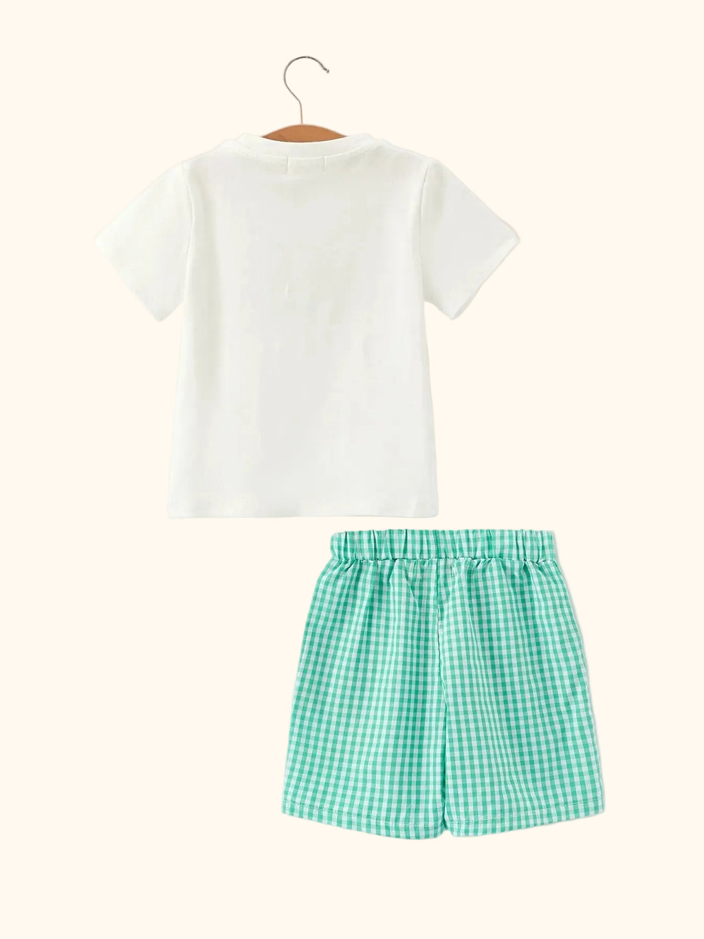 Pickleball Embroidered Smocked Tee & Gingham Shorts Set