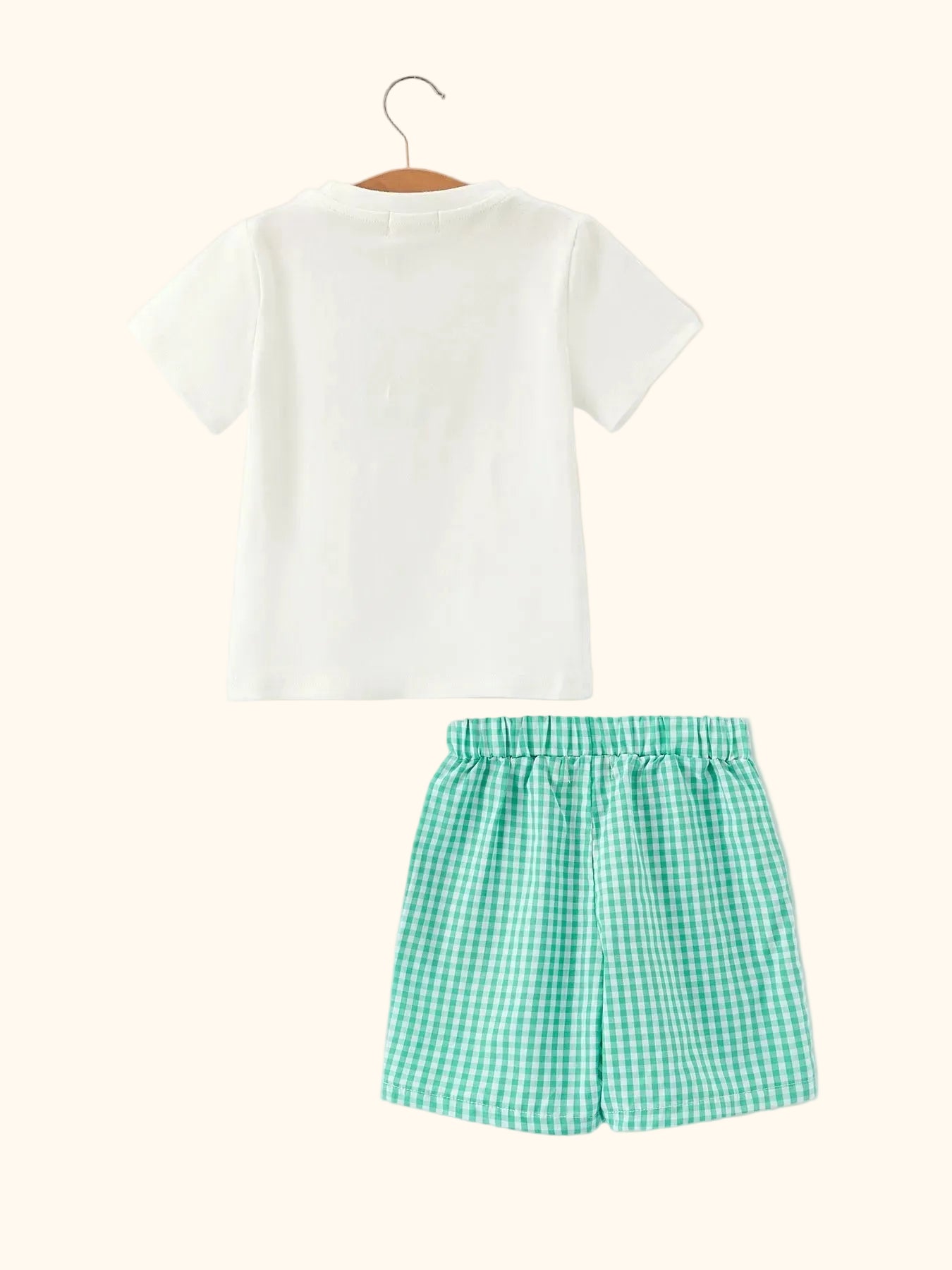 Pickleball Embroidered Smocked Tee & Gingham Shorts Set