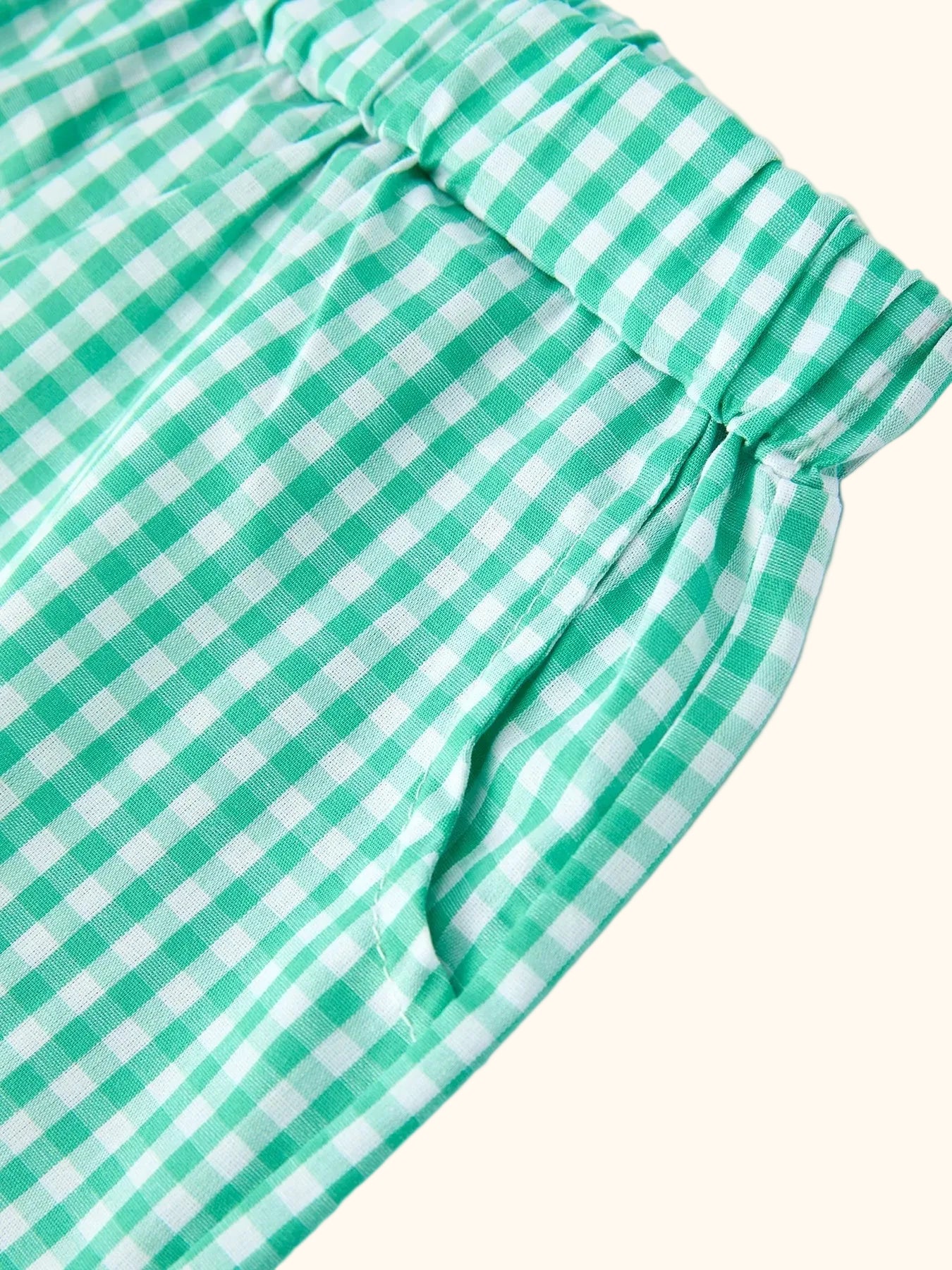Pickleball Embroidered Smocked Tee & Gingham Shorts Set