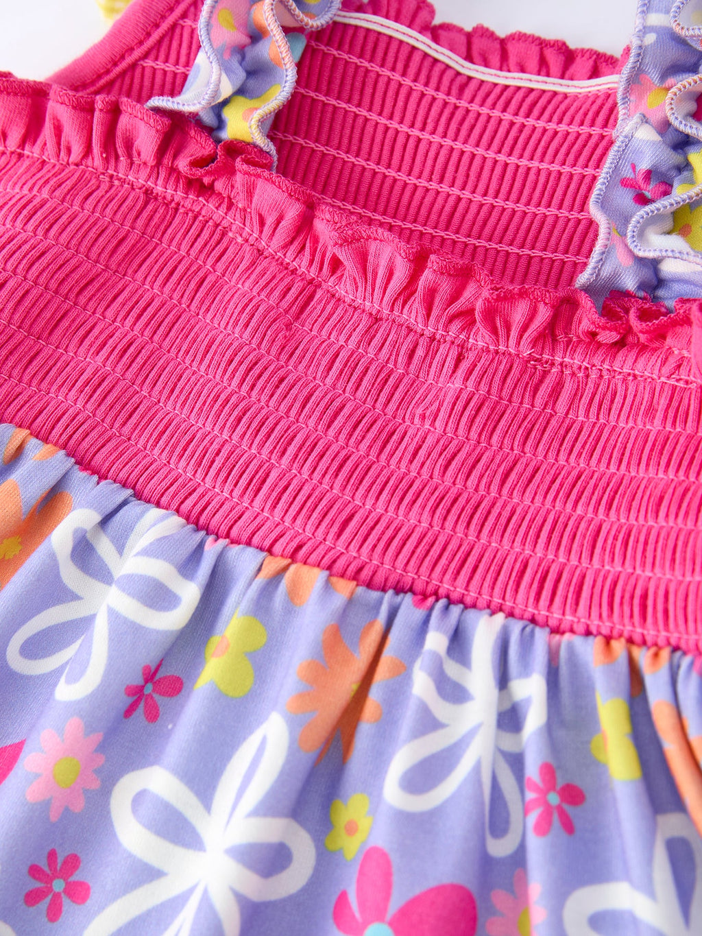Floral Smocked Bow Ruffle Dress