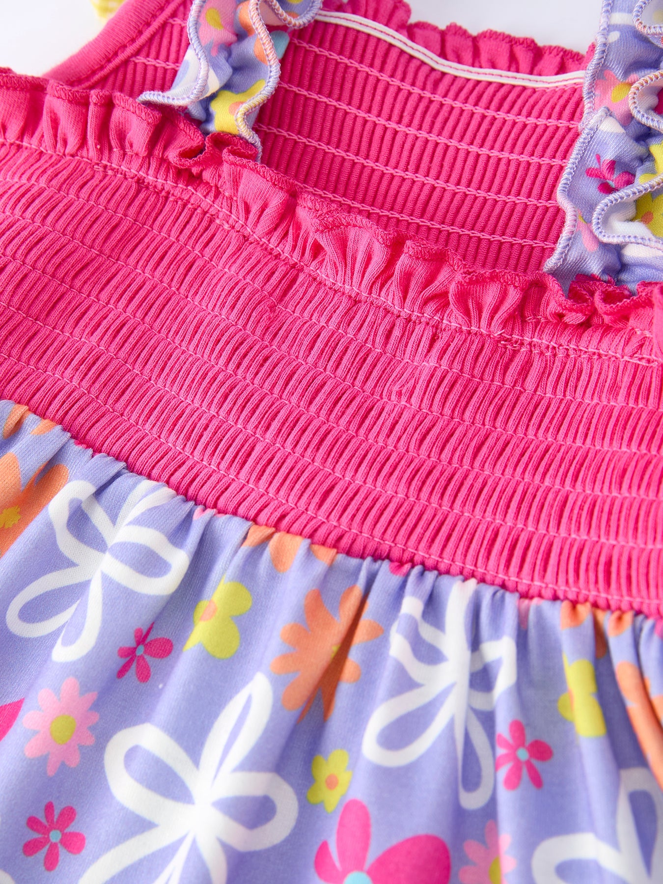 Floral Smocked Bow Ruffle Dress