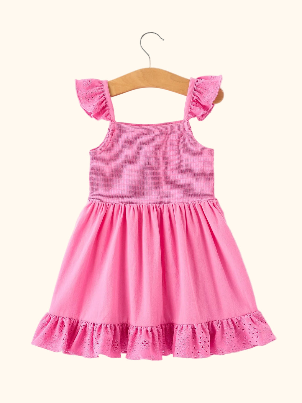 Smocked Eyelet Ruffle Dress