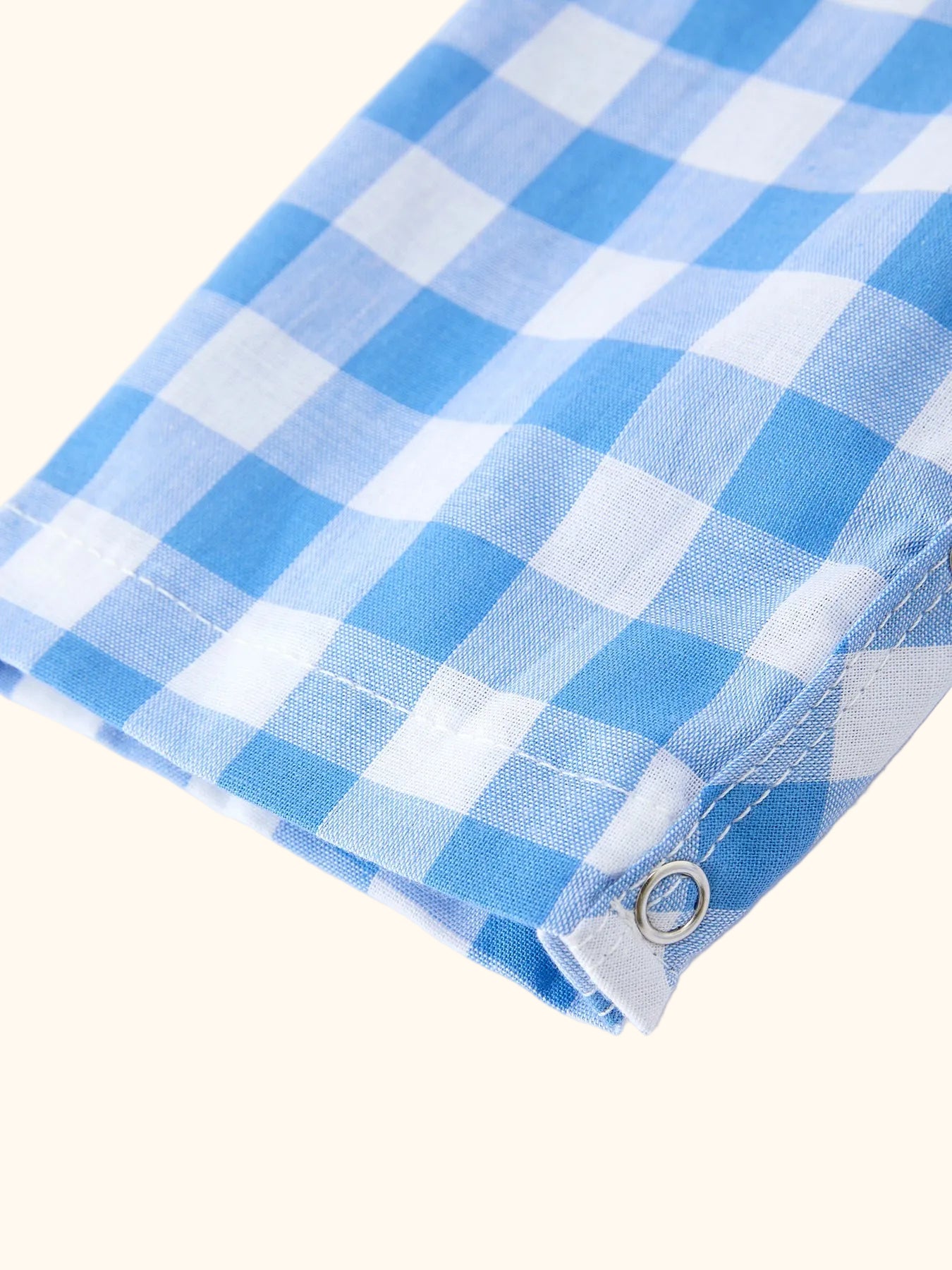 Blue Plaid Whale Embroidered Longall Romper