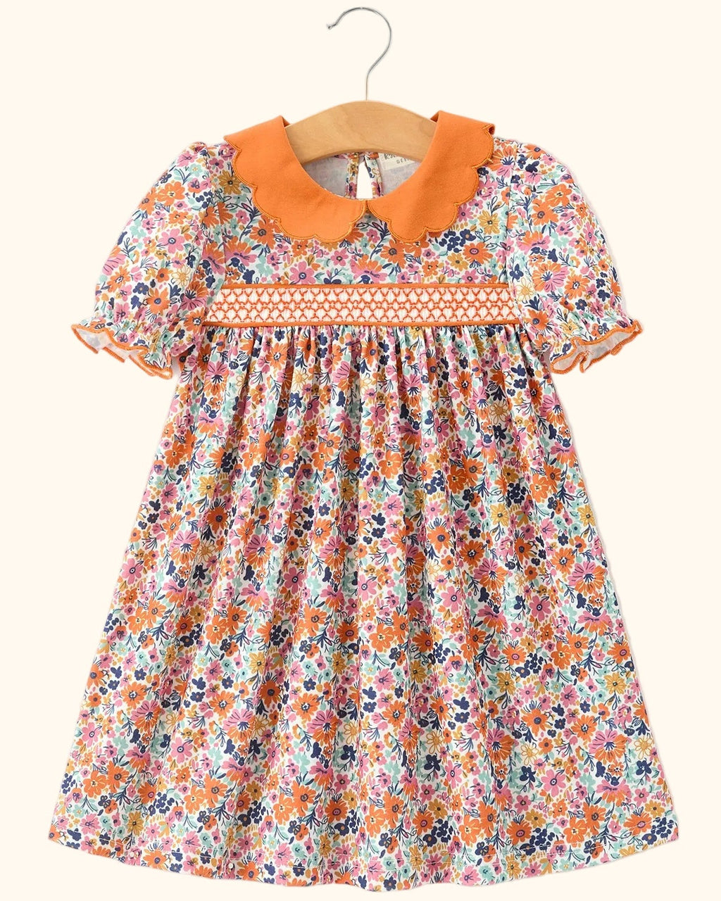 Petal Collar Smocked Floral Dress