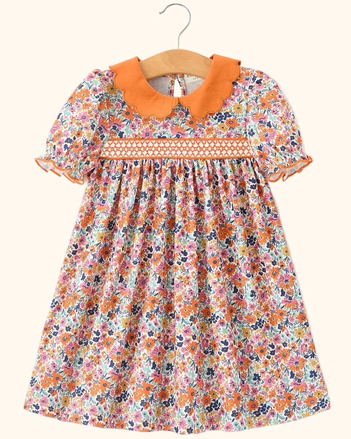 Petal Collar Smocked Floral Dress