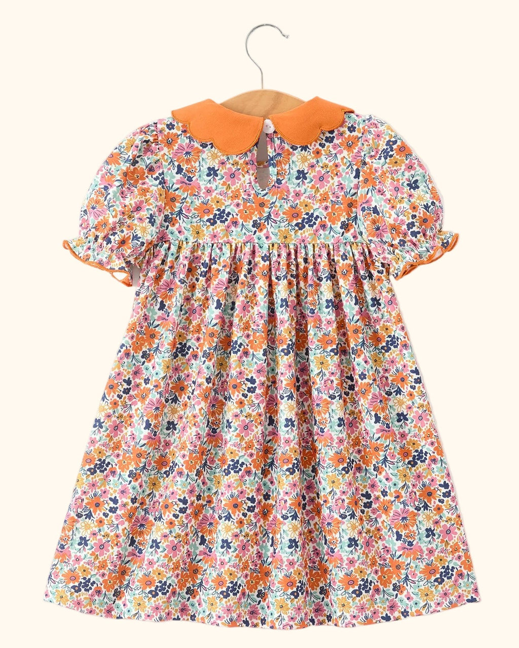 Petal Collar Smocked Floral Dress