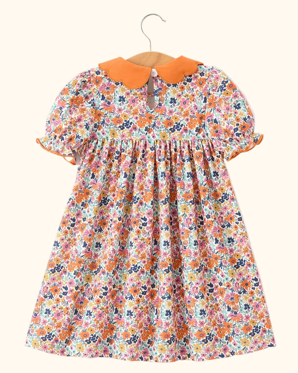 Petal Collar Smocked Floral Dress