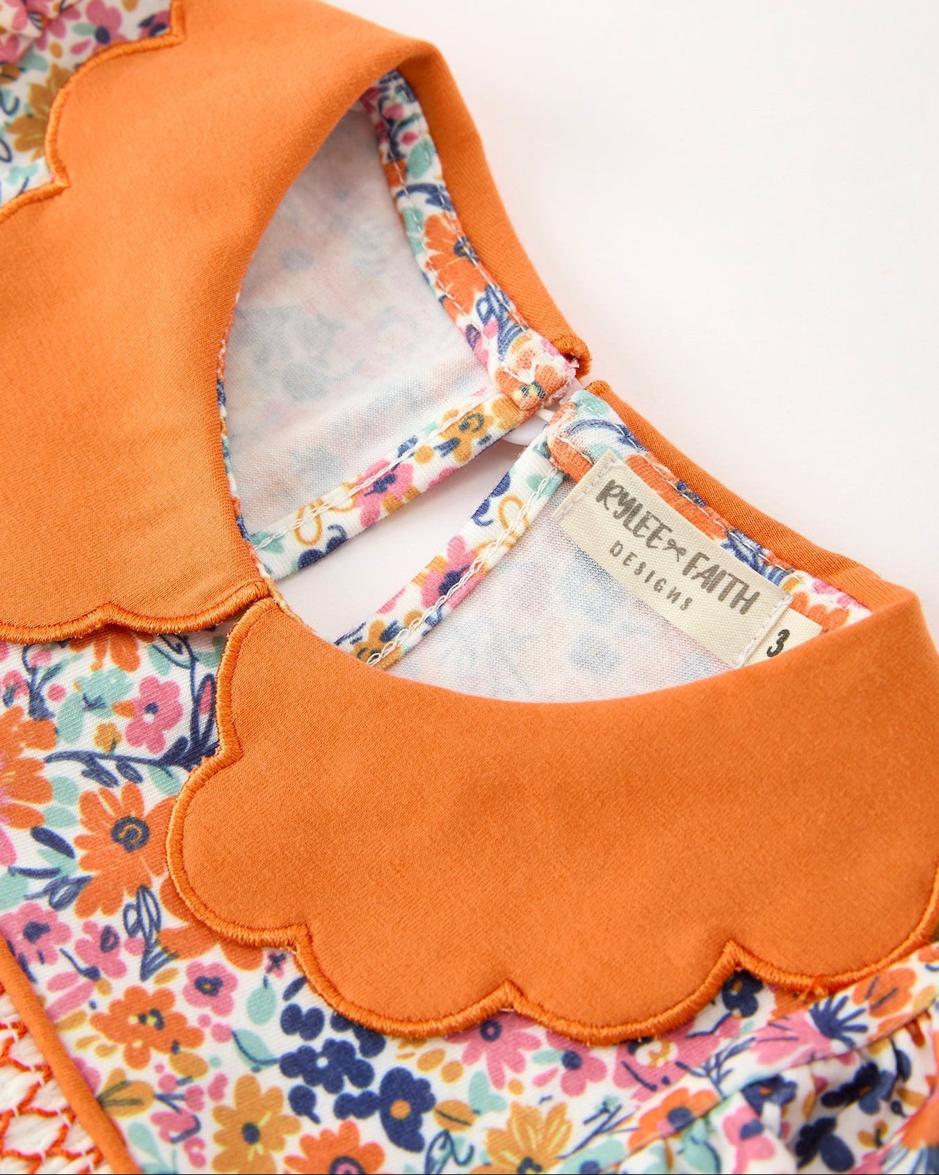 Petal Collar Smocked Floral Dress