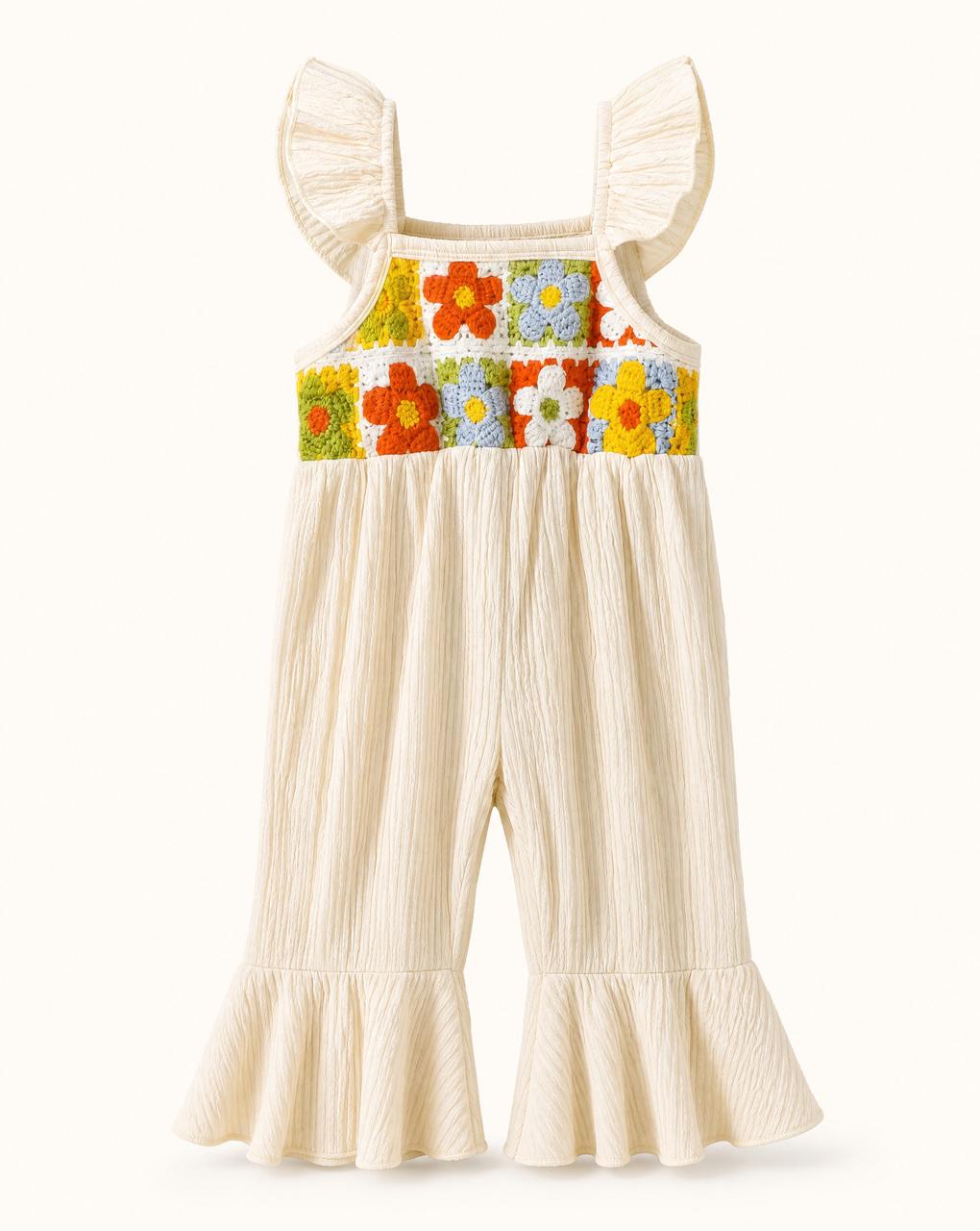 Baby & Toddler Crochet Floral Ruffle Jumpsuit