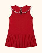 Kids Bow Collar Pleated Dress