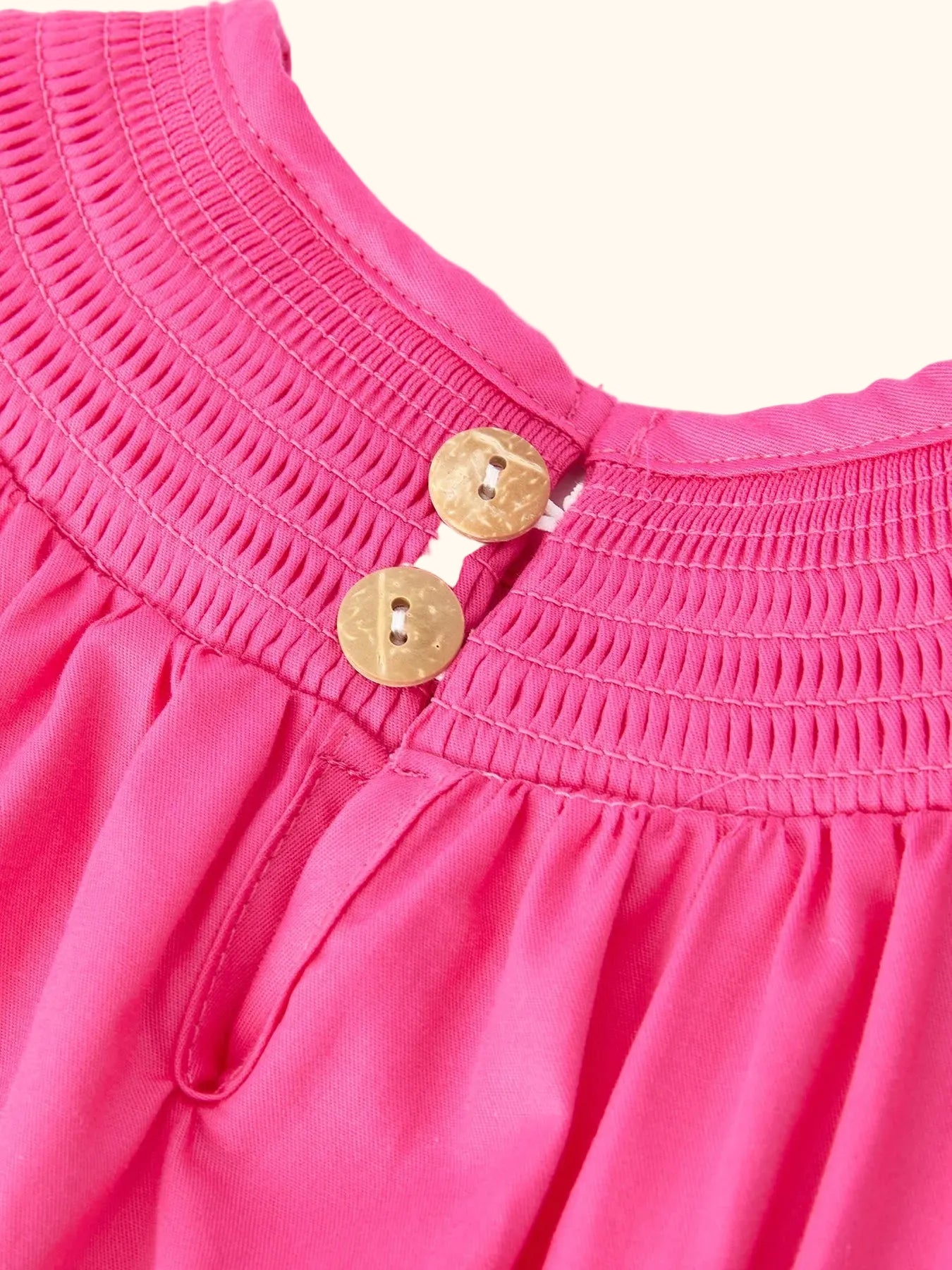 Bow-Embroidered Smocked Puff-Sleeve Dress