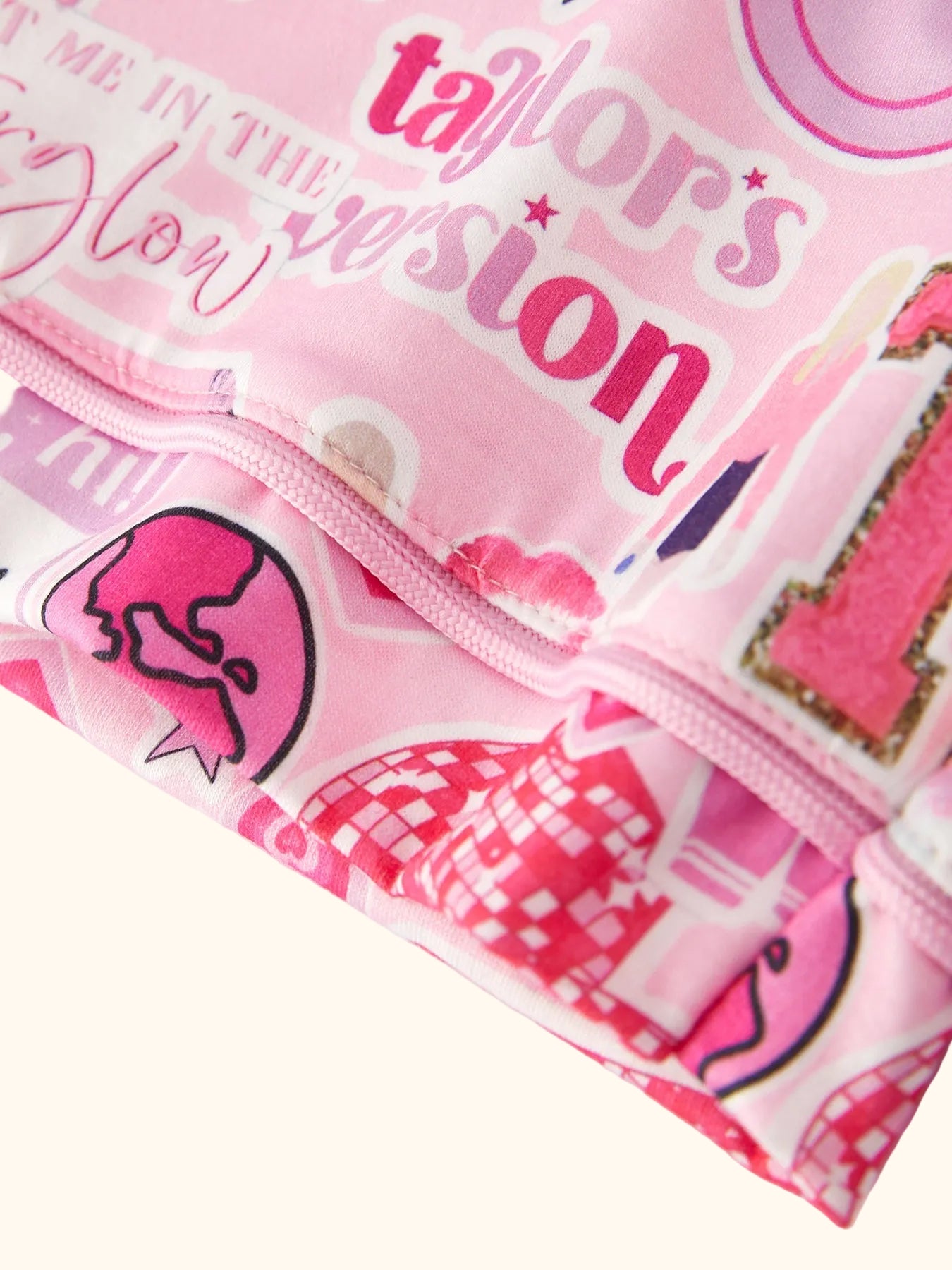 Music Collage Lapel Pajama Shorts Set