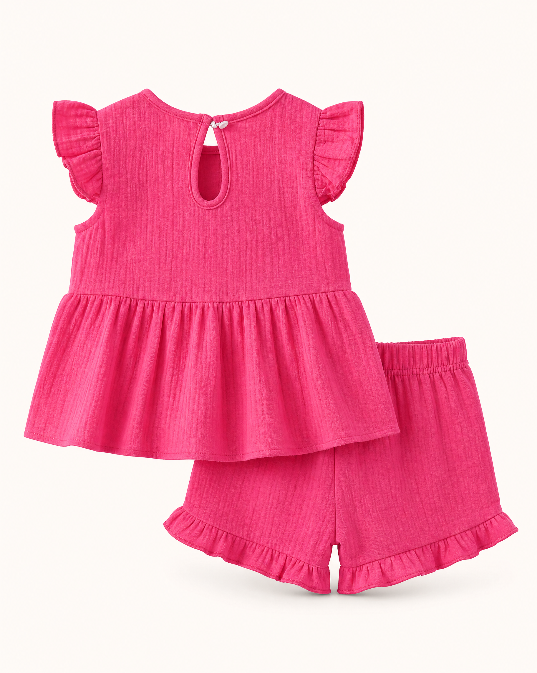 Baby  Pink Ruffle Bow Top & Shorts Set