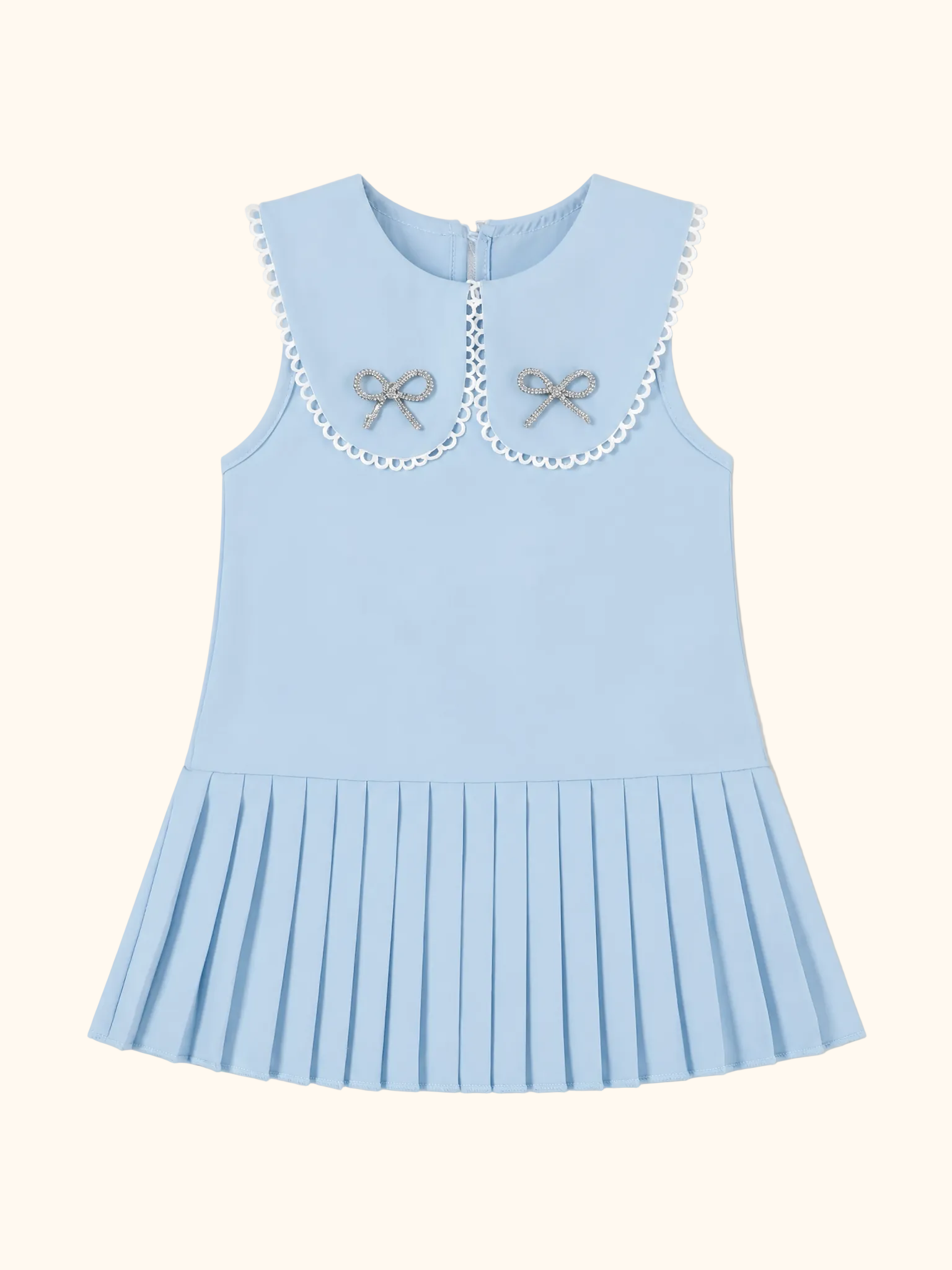 Bow-Accented Pleated Dress