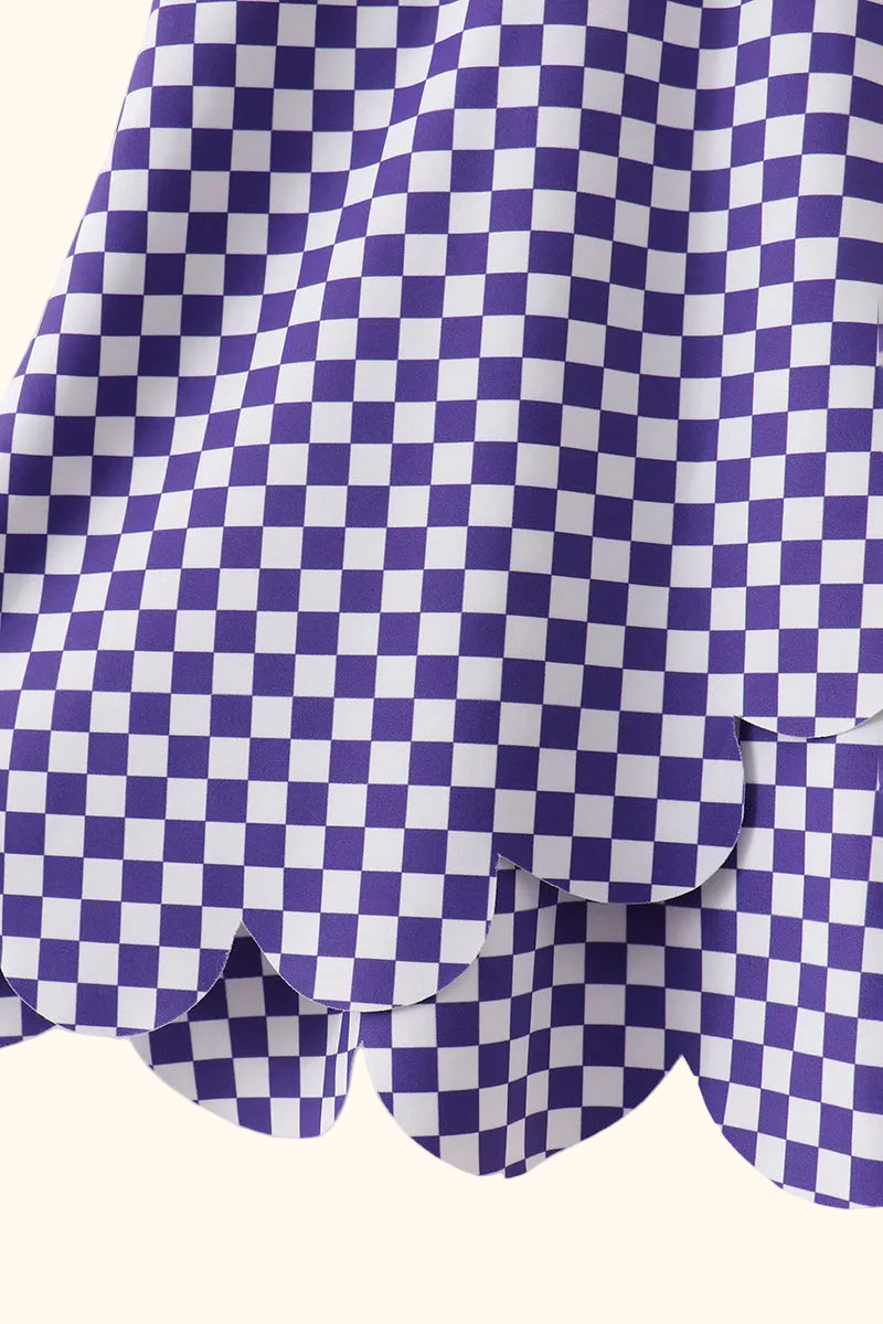 Checkered Active Dress w. Shorts - Purple
