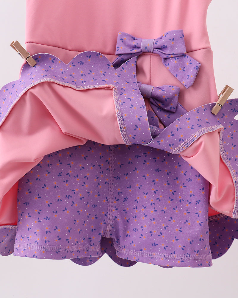 Scalloped Bow Active Dress - Pink