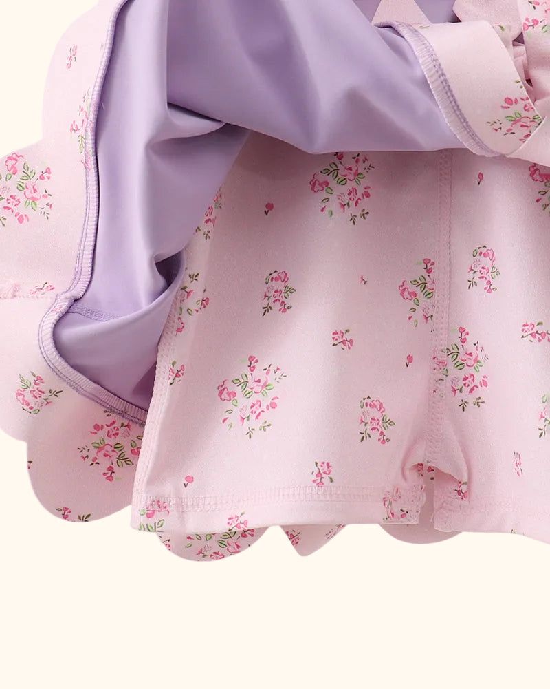 Scalloped Bow Active Dress - Purple