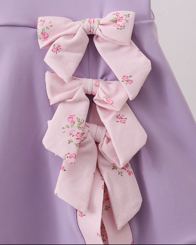 Scalloped Bow Active Dress - Purple