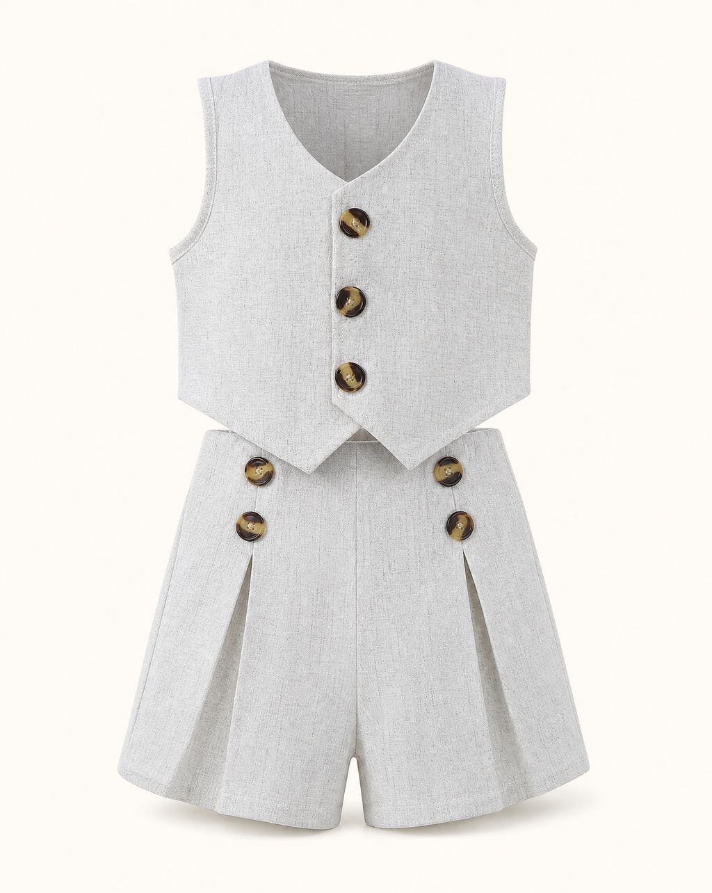 Baby Button-Front Vest & Tailored Shorts Set