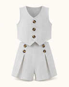 Baby Button-Front Vest & Tailored Shorts Set