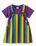 Baby  Striped Overall Dress & Solid Tee Set
