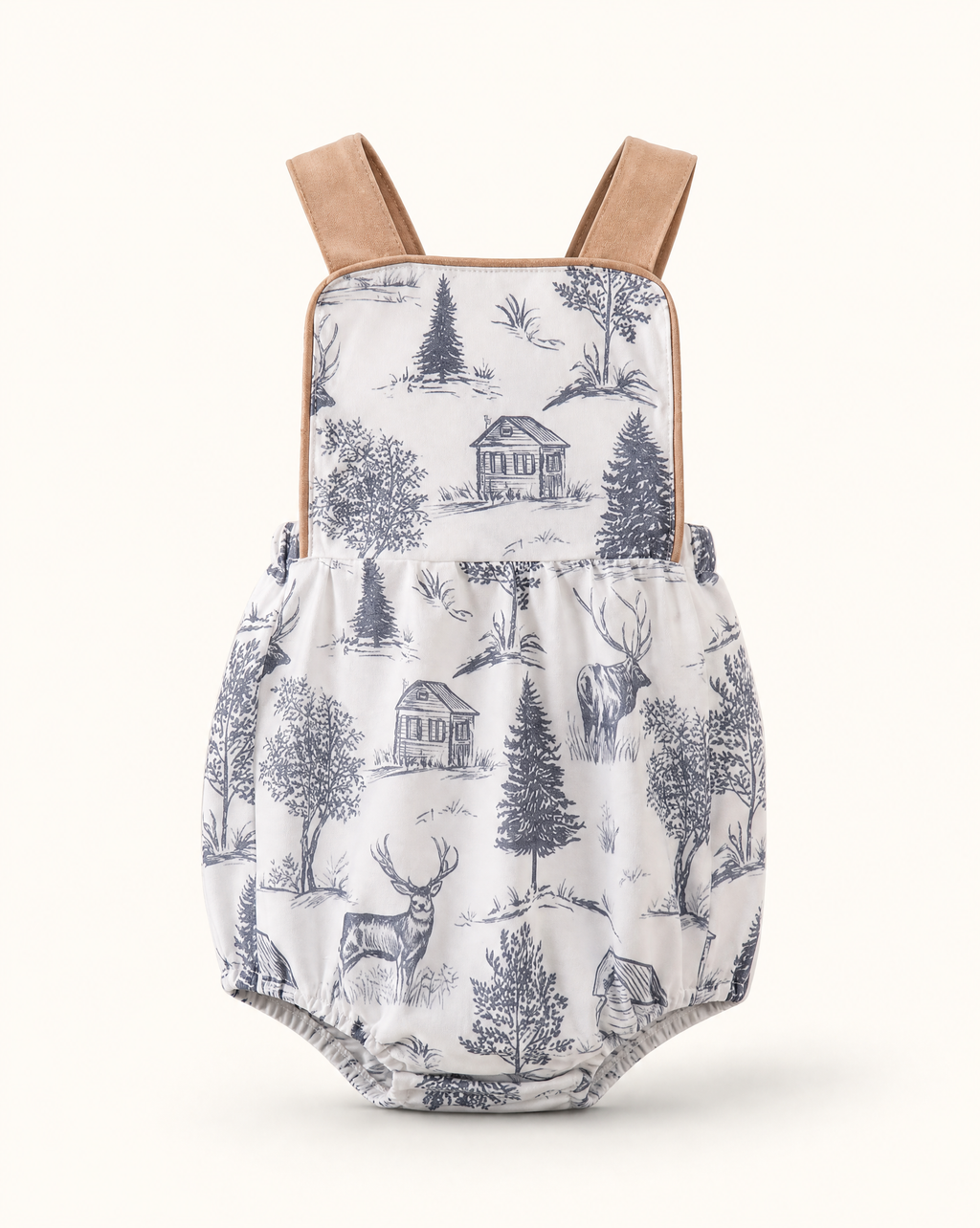 Khaki Deer Forest Bubble Romper