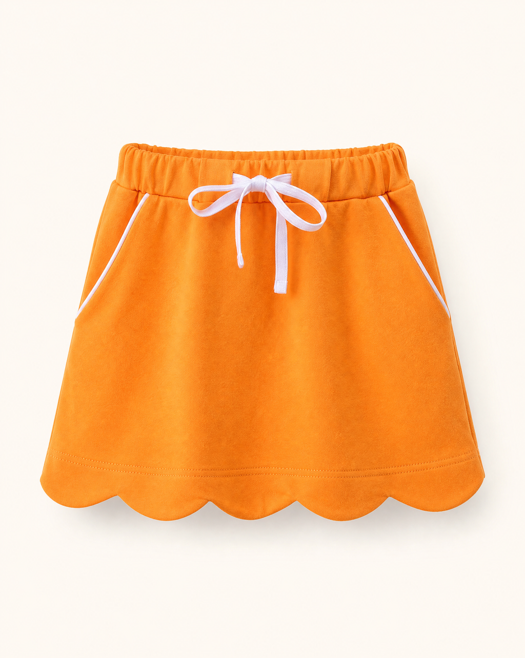 Scallop Hem Bow Skort - Orange