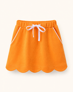 Scallop Hem Bow Skort - Orange
