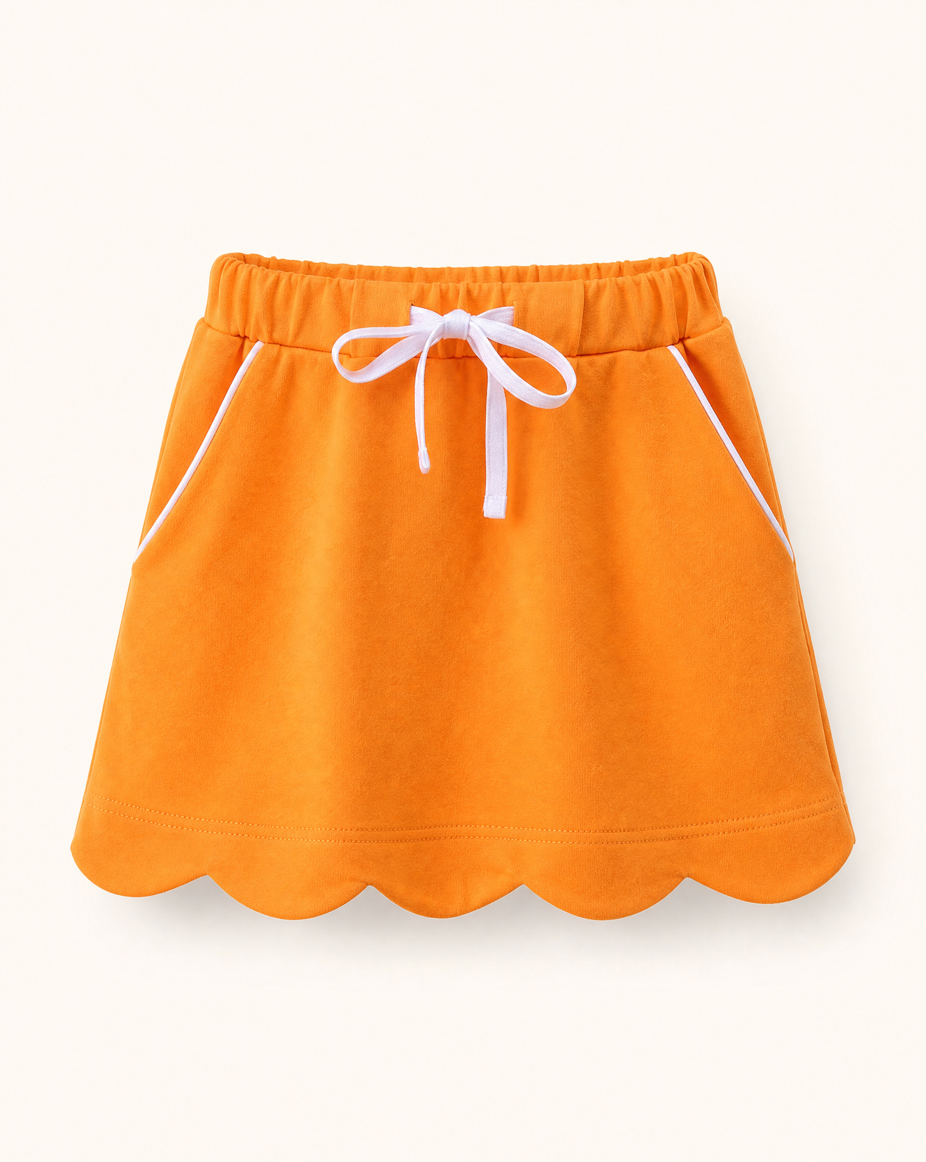 Scallop Hem Bow Skort - Orange
