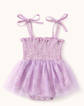 Baby Smocked Bodice Tulle Dress with Bow Headband