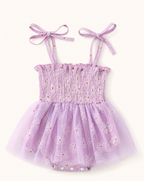Baby Smocked Bodice Tulle Dress with Bow Headband