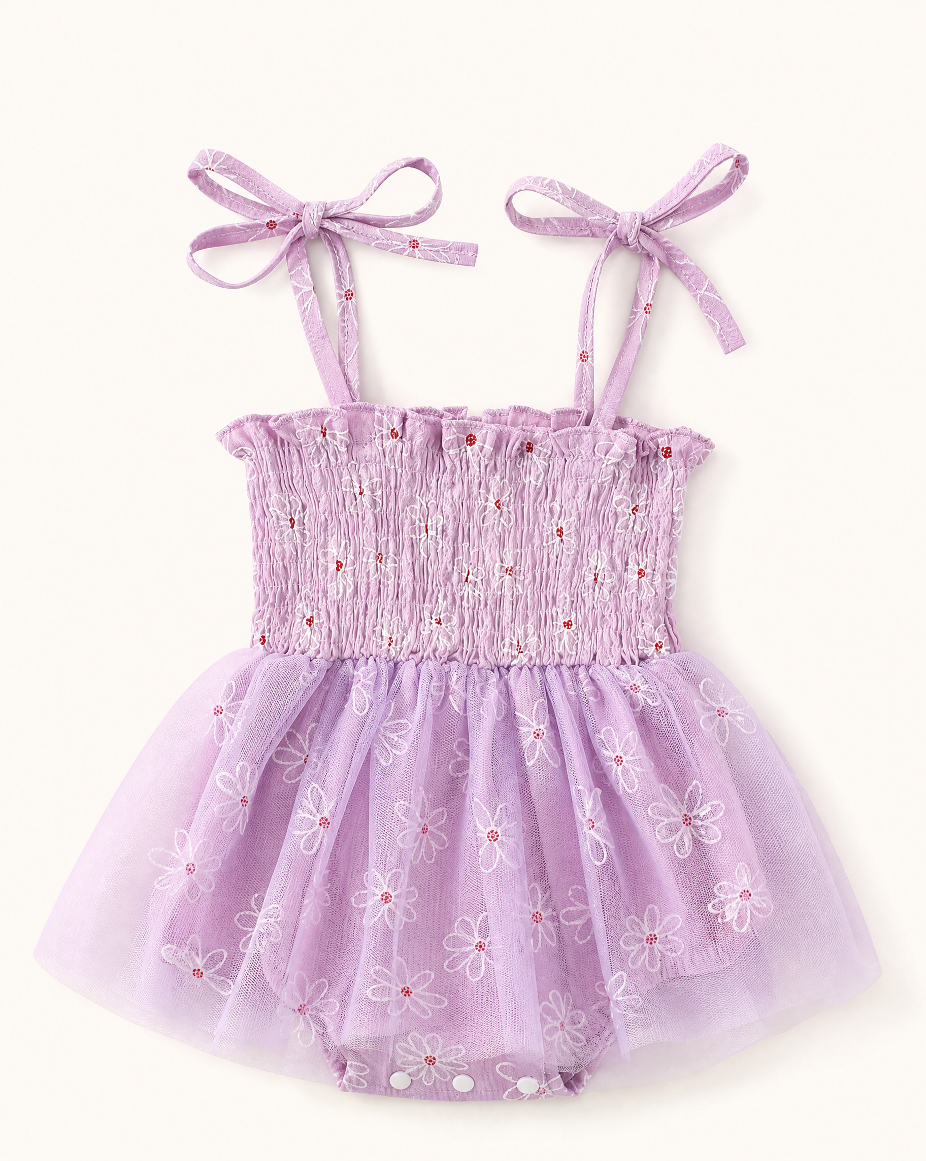 Baby Smocked Bodice Tulle Dress with Bow Headband