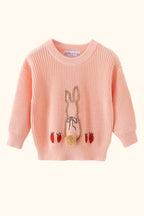 Cable Knit Bunny Sweater - Coral