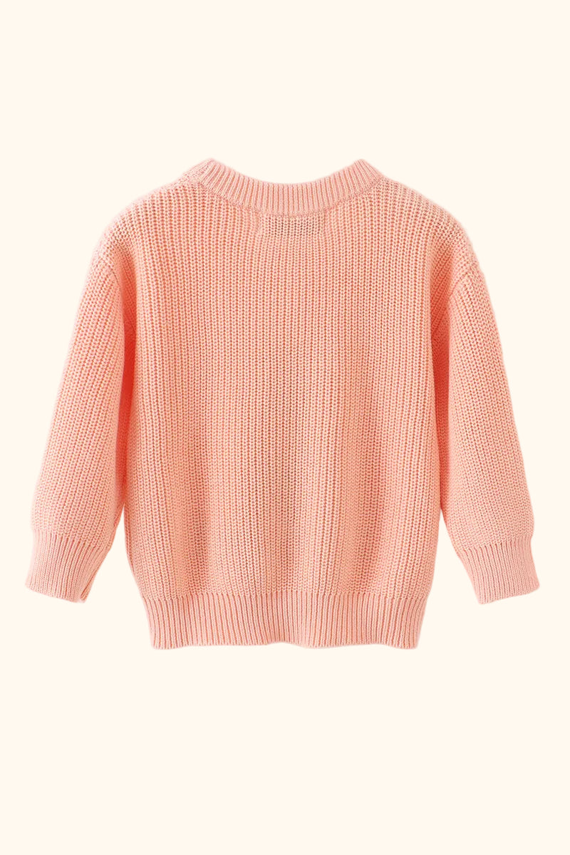 Cable Knit Bunny Sweater - Coral