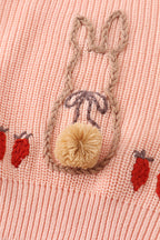 Cable Knit Bunny Sweater - Coral