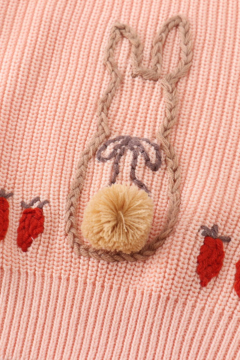 Cable Knit Bunny Sweater - Coral