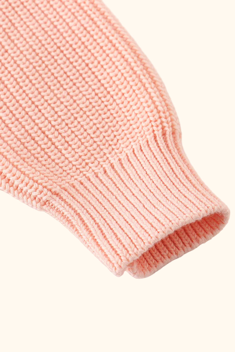 Cable Knit Bunny Sweater - Coral