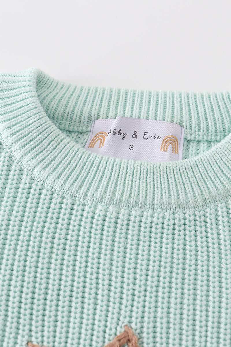 Cable Knit Bunny Sweater - Blue